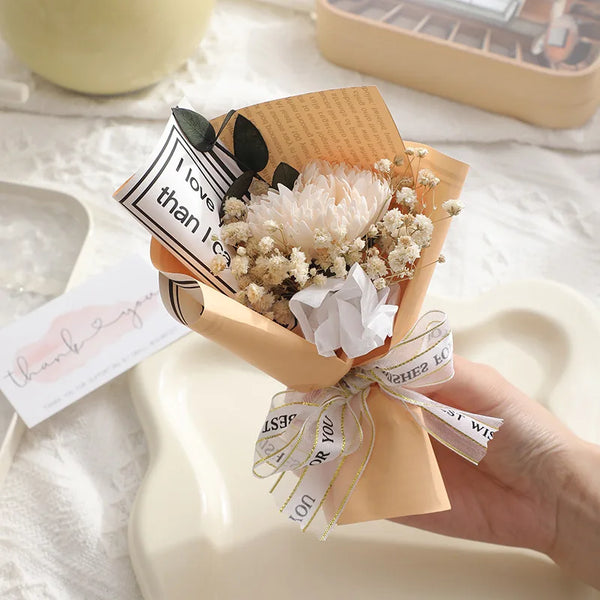 Rose Carnation Preserved Flower Mini Bouquet Soap 2024 Decor Set Supplies Saint Valentines Gift for Mothers Day Her Women