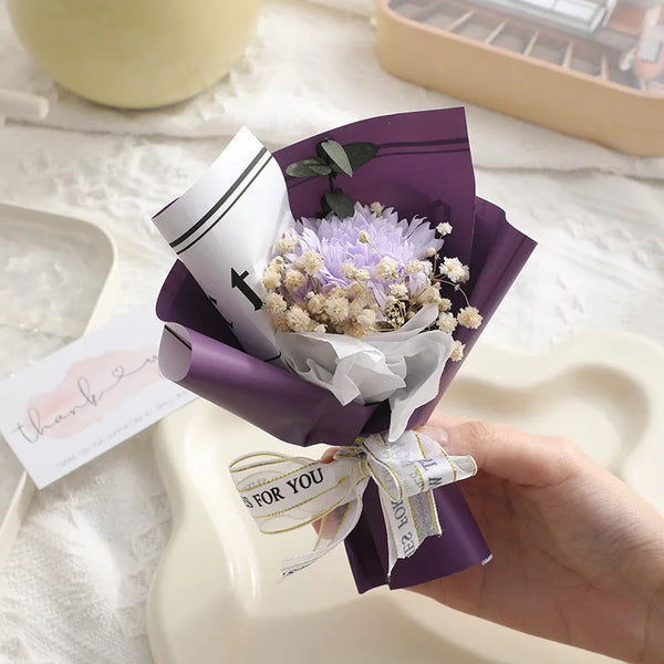 Rose Carnation Preserved Flower Mini Bouquet Soap 2024 Decor Set Supplies Saint Valentines Gift for Mothers Day Her Women