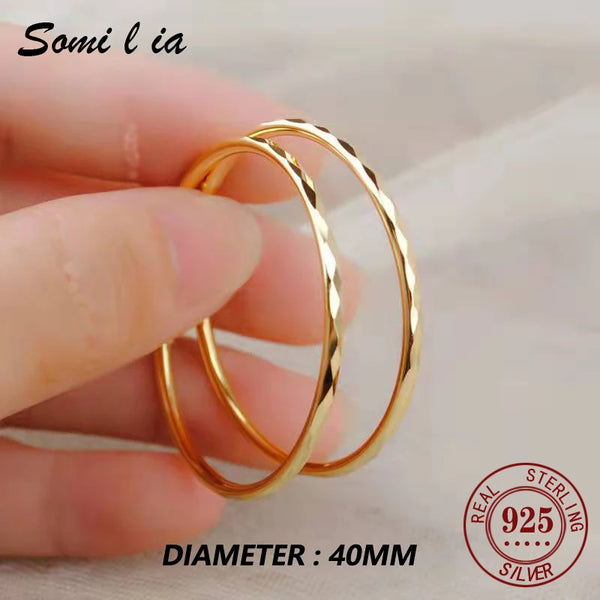 Somilia - Rose Gold Women's Round Earring, New Collection 100% 925 Sterling Silver Big Hoop Earrings Fashion Women Jewelry