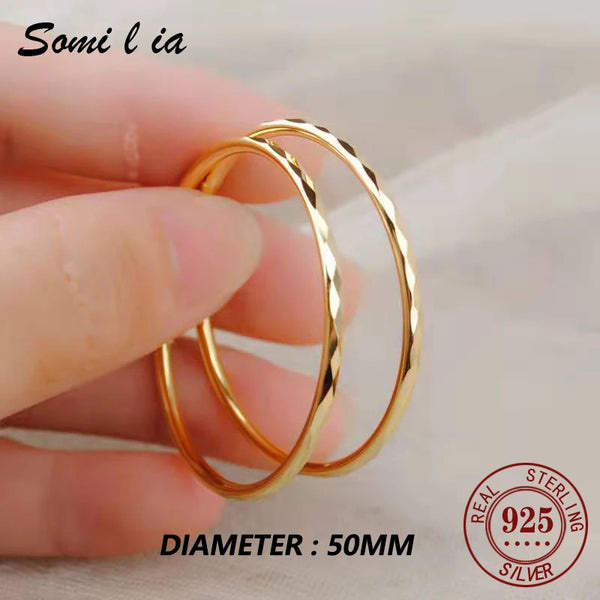 Somilia - Rose Gold Women's Round Earring, New Collection 100% 925 Sterling Silver Big Hoop Earrings Fashion Women Jewelry