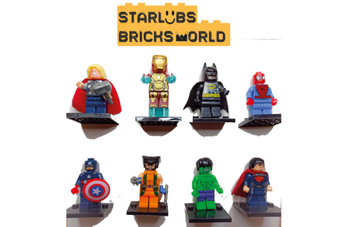 Superhero New set of 8pcs Custom minifigures with weapons and accessories