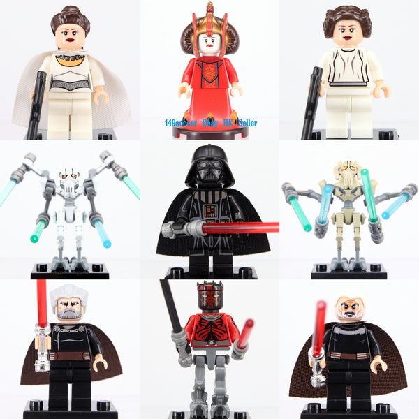 Star wars empire  9pcs of set Custom minifigures, Leia Darth Vader General Grievous Count Dooku