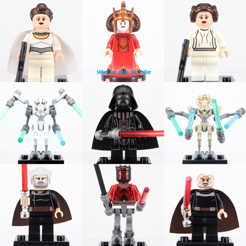 Star wars empire  9pcs of set Custom minifigures, Leia Darth Vader General Grievous Count Dooku