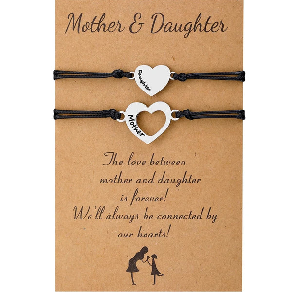 Mothers Day Gifts - Mother Daughter Matching Heart Bracelets set Jewelry Birthday Gifts for Mom Mothers Day Gift From Daughter