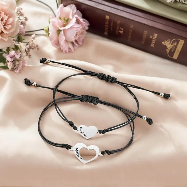 Mothers Day Gifts - Mother Daughter Matching Heart Bracelets set Jewelry Birthday Gifts for Mom Mothers Day Gift From Daughter