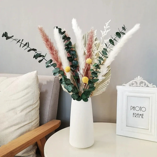 Maillard Dried/Real Flower Bouquet,Pampas Grass Bouquet High-End Home Commercial Decor, Natural Table Centerpiece for Restaurant