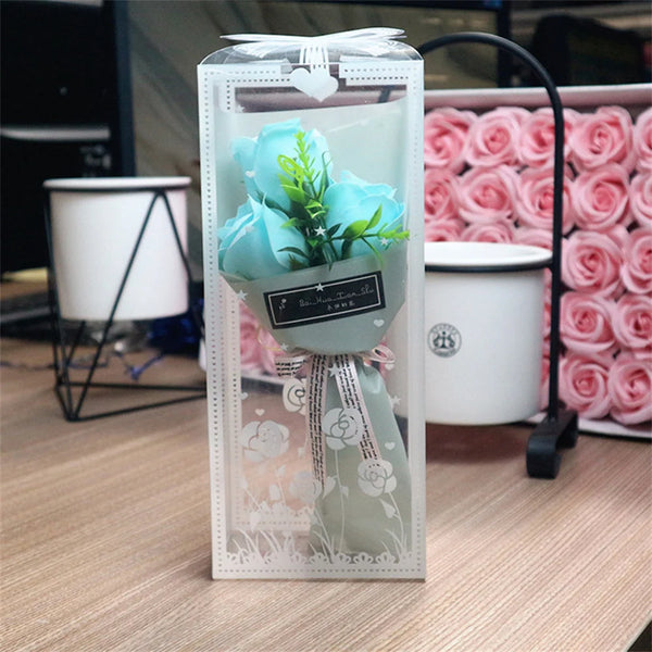 Mini Artificial Rose Bouquet, Hand Holding Soap Flower, Valentine's Day Gift, Wedding Party Decoration Products, 3 Heads