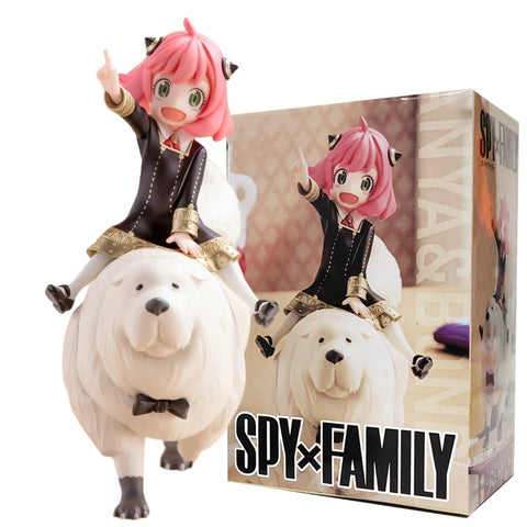 POP MART 14cm SPY×FAMILY Anya Anime Figure Bond Anya Forger Action Figures Kawaii Girl Riding Dog Figurine PVC Collection Model Doll Toy