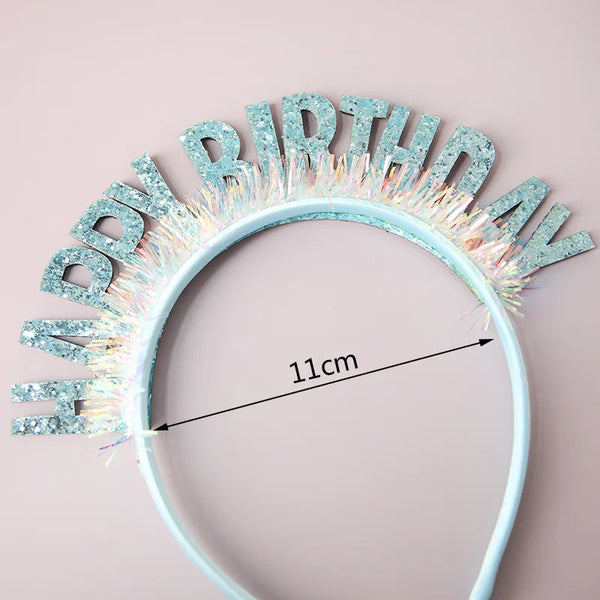 Glitter HAPPY BIRTHDAY Sequin Headband Birthday Decoration Birthday Party Decorations Kids Adult Girl Pink Silver Blue Headbands