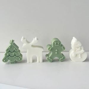 Christmas Tree Silicone Candle Mold DIY Gingerbread Man Elk Soap Resin Crystal Making Chocolate Mold Party Decor Holiday Gifts