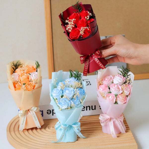 Bouquet For Wedding Decorative Rose Soap Flower Artificial Flower Practical Soap Flower Rose Bouquet For Home Decoration