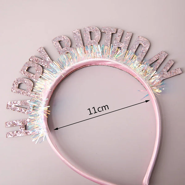 Glitter HAPPY BIRTHDAY Sequin Headband Birthday Decoration Birthday Party Decorations Kids Adult Girl Pink Silver Blue Headbands