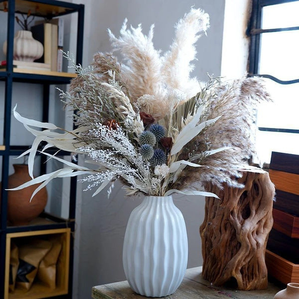 Maillard Dried/Real Flower Bouquet,Pampas Grass Bouquet High-End Home Commercial Decor, Natural Table Centerpiece for Restaurant