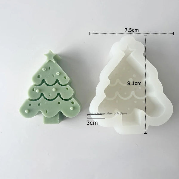 Christmas Tree Silicone Candle Mold DIY Gingerbread Man Elk Soap Resin Crystal Making Chocolate Mold Party Decor Holiday Gifts