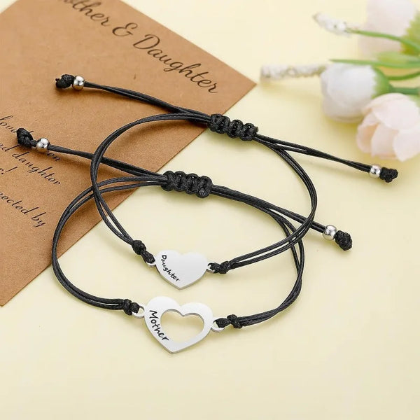Mothers Day Gifts - Mother Daughter Matching Heart Bracelets set Jewelry Birthday Gifts for Mom Mothers Day Gift From Daughter