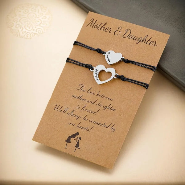 Mothers Day Gifts - Mother Daughter Matching Heart Bracelets set Jewelry Birthday Gifts for Mom Mothers Day Gift From Daughter