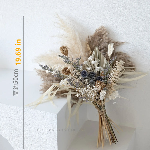 Maillard Dried/Real Flower Bouquet,Pampas Grass Bouquet High-End Home Commercial Decor, Natural Table Centerpiece for Restaurant