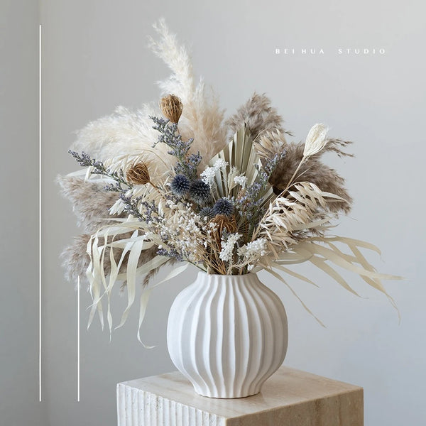 Maillard Dried/Real Flower Bouquet,Pampas Grass Bouquet High-End Home Commercial Decor, Natural Table Centerpiece for Restaurant