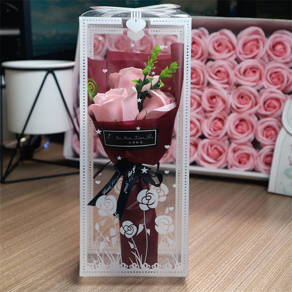 Mini Artificial Rose Bouquet, Hand Holding Soap Flower, Valentine's Day Gift, Wedding Party Decoration Products, 3 Heads