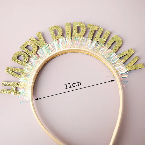 Glitter HAPPY BIRTHDAY Sequin Headband Birthday Decoration Birthday Party Decorations Kids Adult Girl Pink Silver Blue Headbands