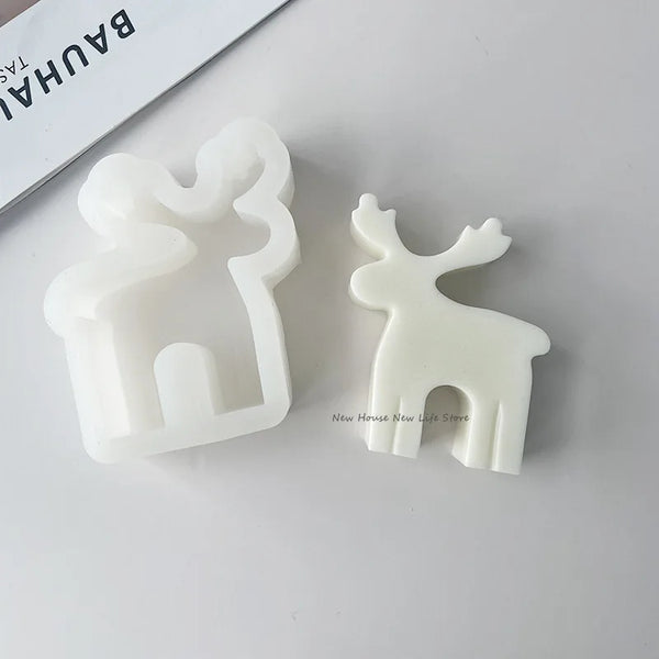 Christmas Tree Silicone Candle Mold DIY Gingerbread Man Elk Soap Resin Crystal Making Chocolate Mold Party Decor Holiday Gifts