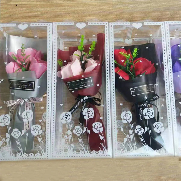 Mini Artificial Rose Bouquet, Hand Holding Soap Flower, Valentine's Day Gift, Wedding Party Decoration Products, 3 Heads