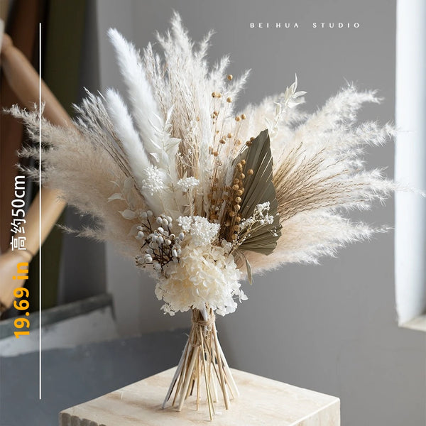 Maillard Dried/Real Flower Bouquet,Pampas Grass Bouquet High-End Home Commercial Decor, Natural Table Centerpiece for Restaurant