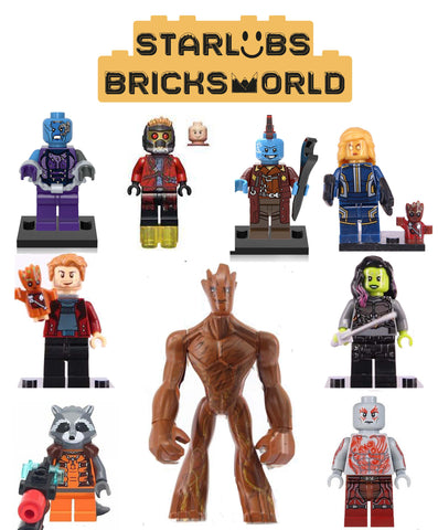 Guardians of the Galaxy Set of 9 Minifigures with 8cm Giant Groot  Compatible Colletions